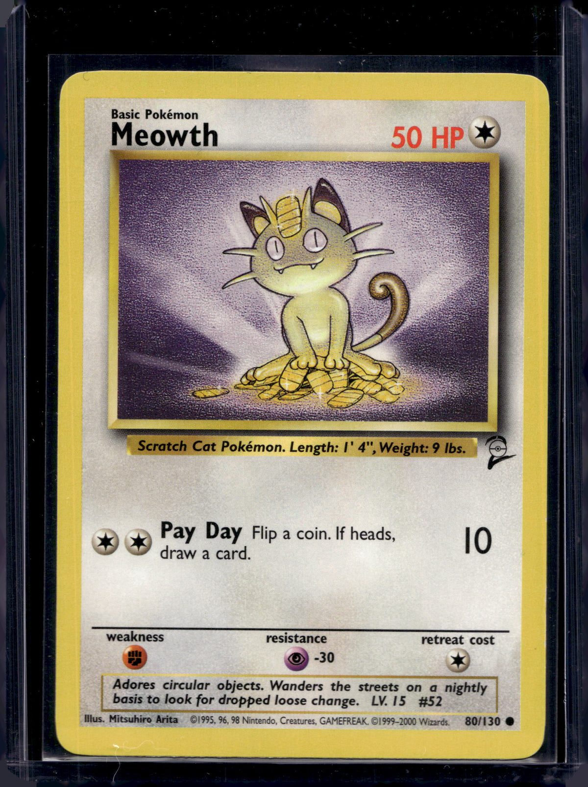 Meowth (Base Set 2 - Unlimited) 80/130 Raw
