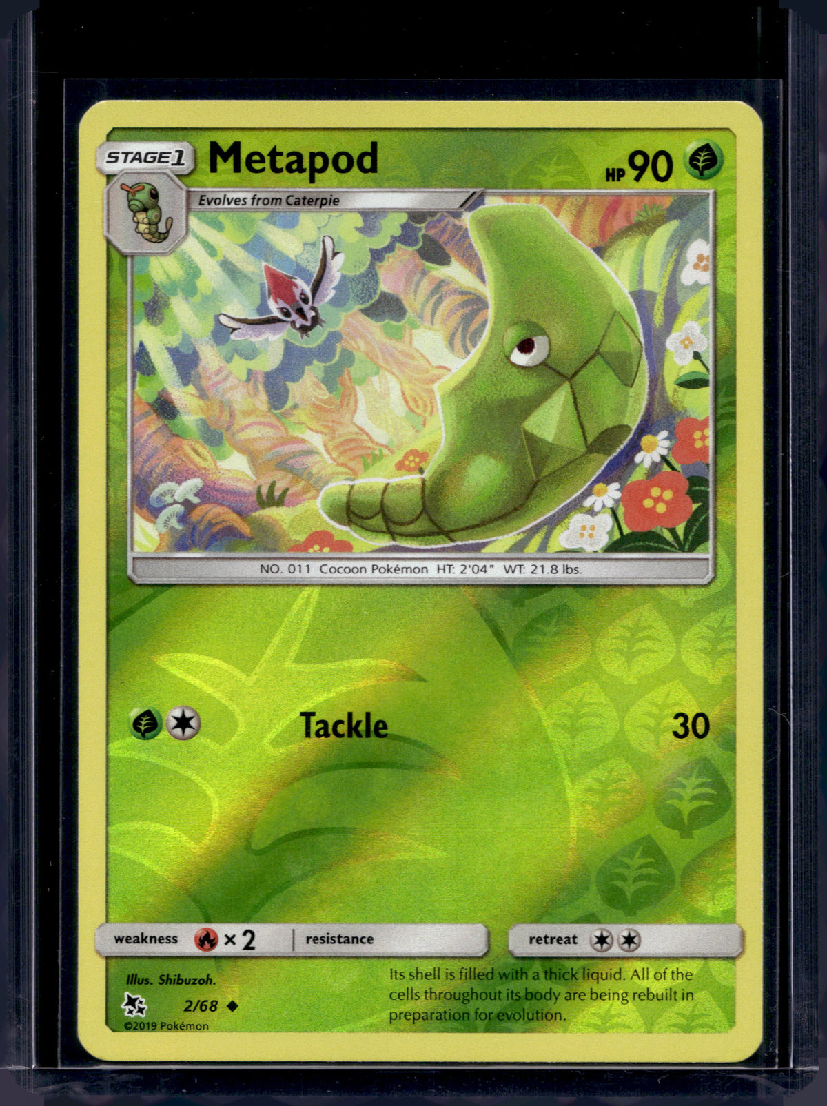 Metapod - Reverse Holofoil - 2/68 Raw