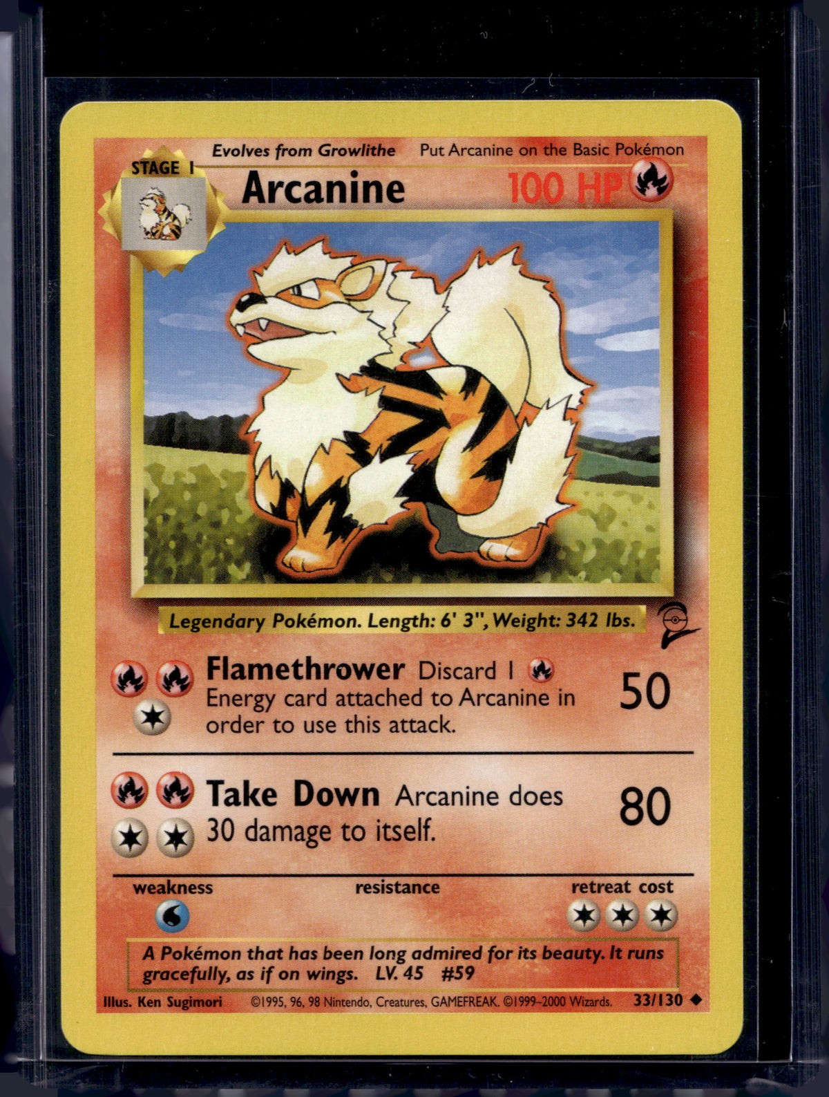 Arcanine (Base Set 2 - Unlimited) 33/130 Raw