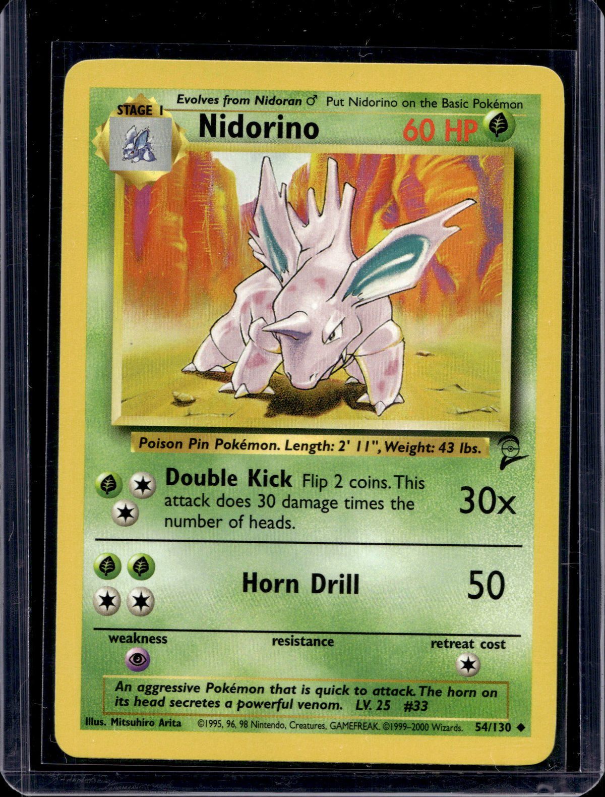 Nidorino (Base Set 2 - Unlimited) 54/130 Raw