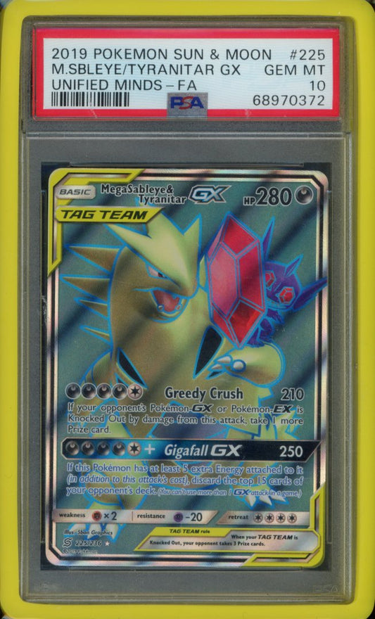 MegaSableye & Tyranitar Gx 225/236 PSA 10