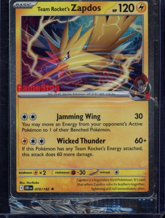 Team Rocket's Zapdos 070/182 Sealed Promo Raw