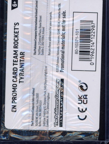 Team Rocket's Tyranitar 096/182 Sealed Promo Raw