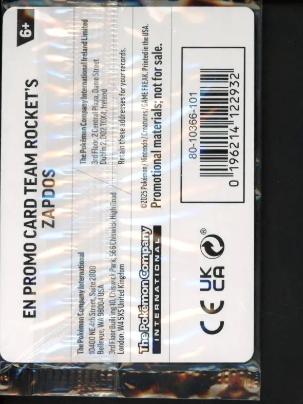 Team Rocket's Zapdos 070/182 Sealed Gamestop Exclusive Raw - RookieLegends