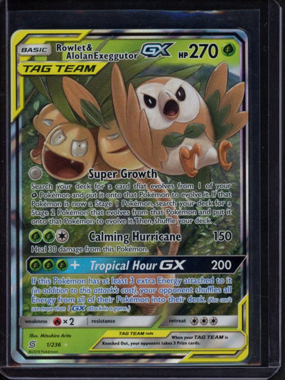 Rowlet & Alolan Exeggutor Gx 1/236 Raw