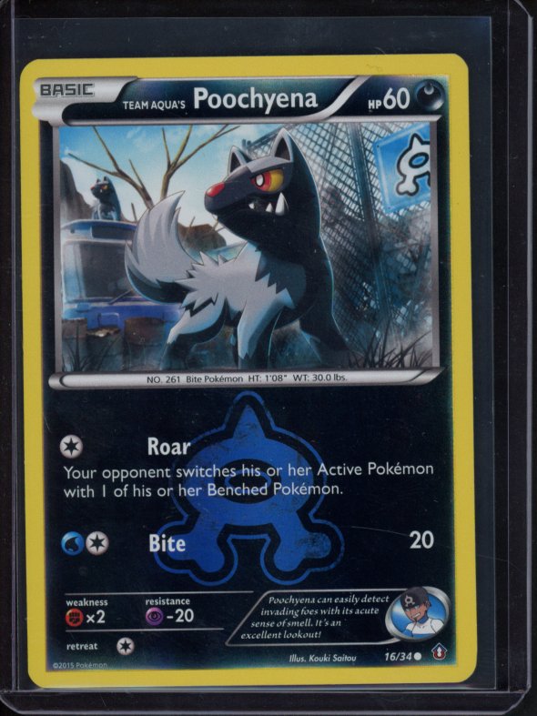 Team Aqua's Poochyena 16/34 Reverse Holo Raw