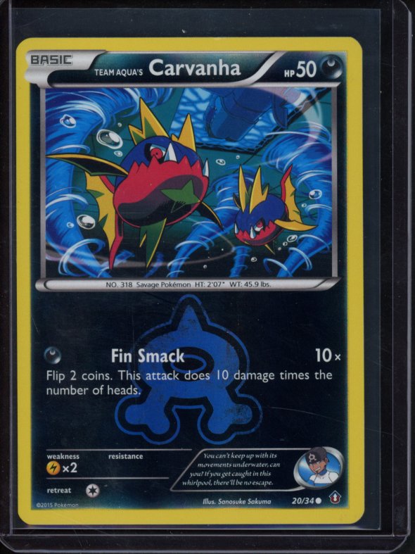 Team Aqua's Carvanha Reverse Holo 20/34 Raw