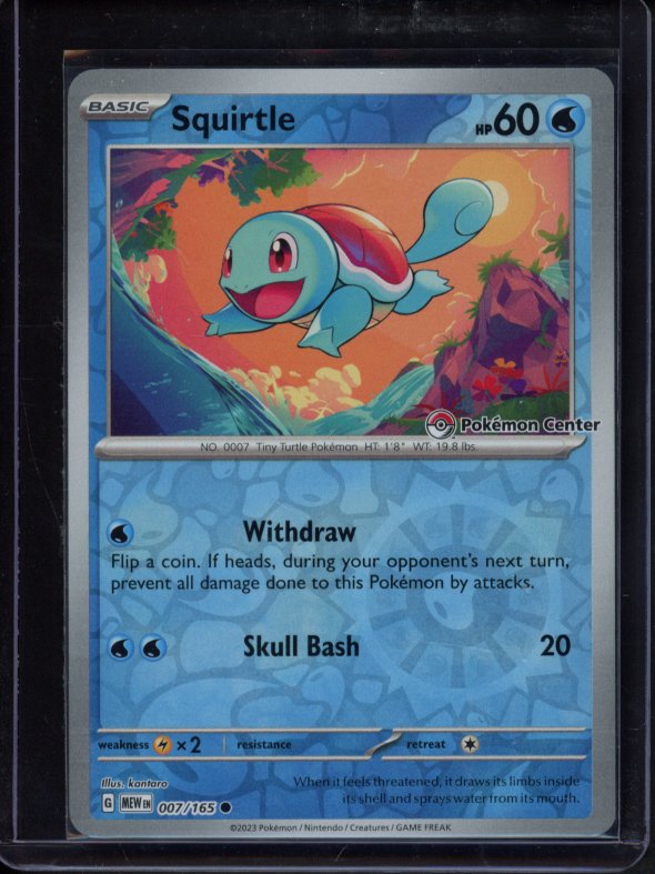 Squirtle Reverse Holo Stamped Pokemon Center 007/165 Raw - RookieLegends