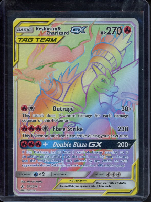 Reshiram & Charizard Gx 217/214 Raw - RookieLegends