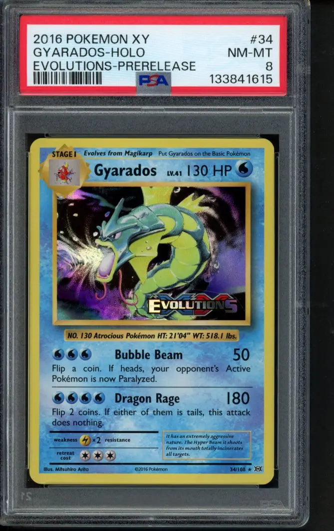 Gyarados Lv.41 - PRERELEASE 34/108 PSA 8 RookieLegends