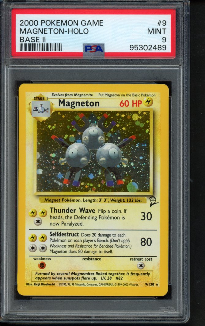 2000 Pokemon Game Magneton - Holo Base II 9/130 PSA 9 RookieLegends