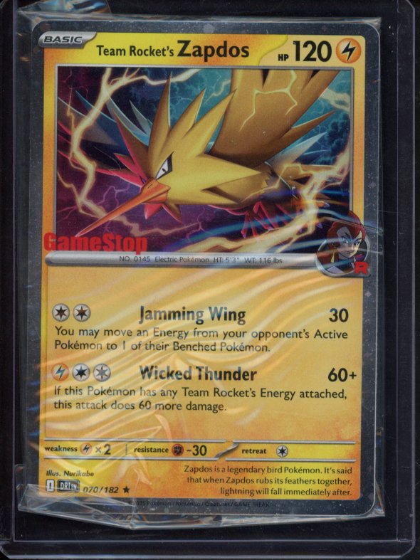 Team Rocket's Zapdos (Gamestop Exclusive) 070/182 Sealed Promo