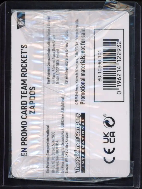 Team Rocket's Zapdos (Gamestop Exclusive) 070/182 Sealed Promo RookieLegends