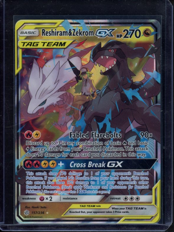 Reshiram & Zekrom Gx 157/236 Raw RookieLegends