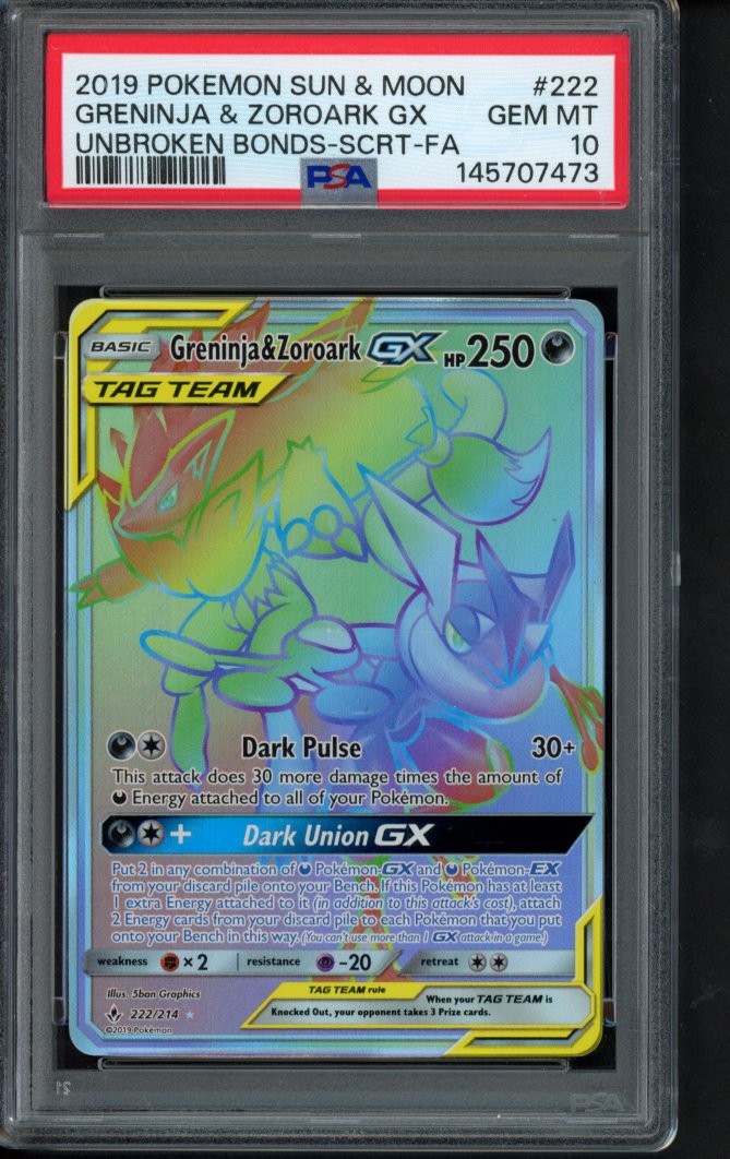 Greninja & Zoroark Gx 222/214 PSA 10 RookieLegends