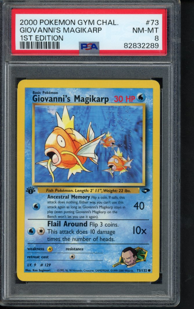 2000 Pokemon Gym Challenge - Giovanni's Magikarp - 1 St Edition 73/132 PSA 8 RookieLegends