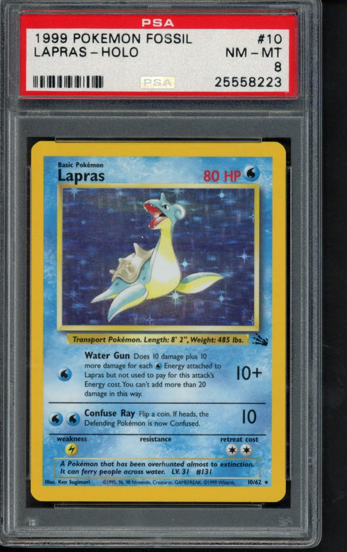 1999 Pokemon Fossil - Lapras Holo 10/62 PSA 8 RookieLegends