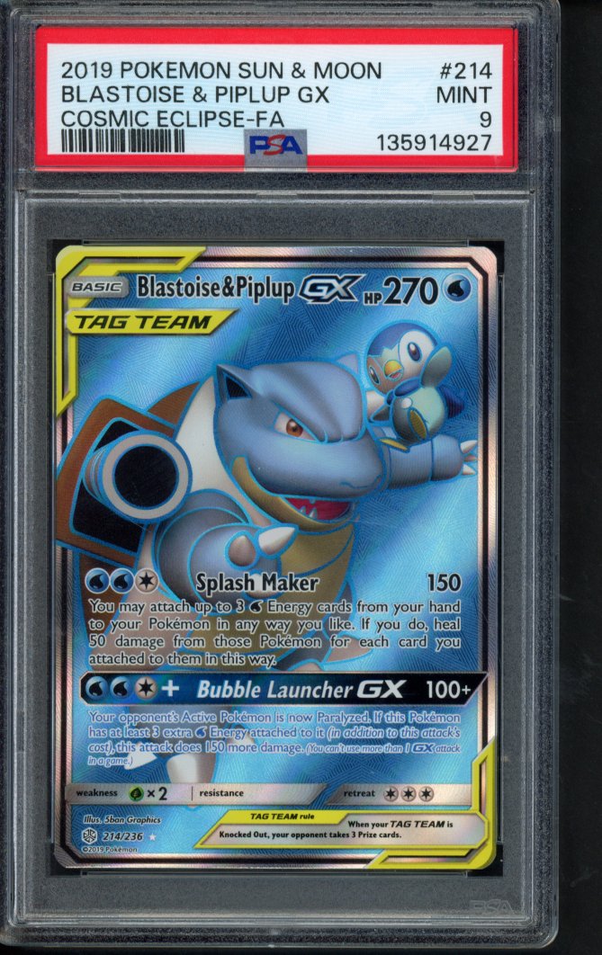 Blastoise & Piplup Gx 214/236 PSA 9 RookieLegends