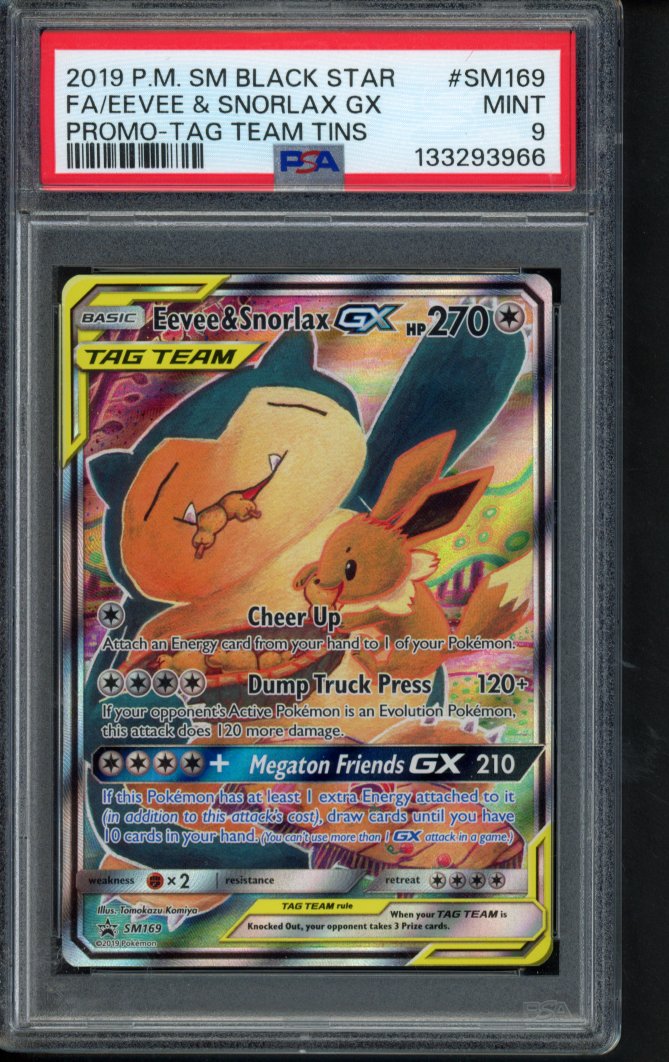 Eevee & Snorlax Gx SM169 PSA 9 RookieLegends