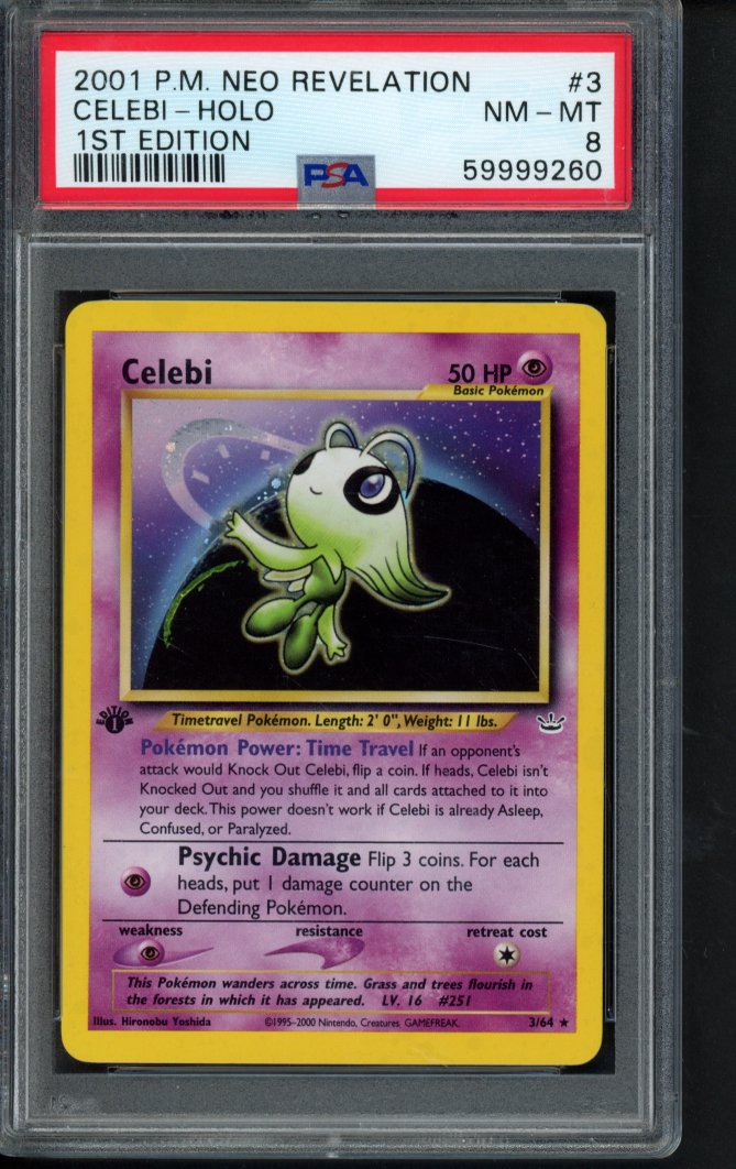 2001 P.M Neo Revelation - Celebi Holo - 1 St Edition 3/64 PSA 8 RookieLegends