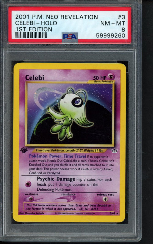 2001 P.M Neo Revelation - Celebi Holo - 1 St Edition 3/64 PSA 8 RookieLegends