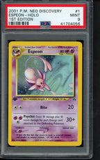2001 P.M. Neo Discovery - Espeon Holo - 1 St Edition 1/75 PSA 9 RookieLegends