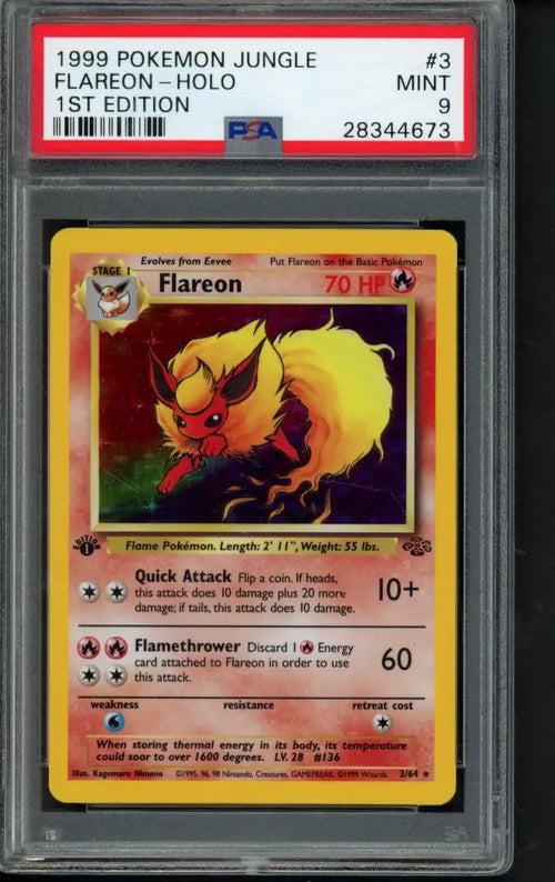 1999 Pokemon Jungle - Flareon Holo - 1 St Edition 3/64 PSA 9 - RookieLegends