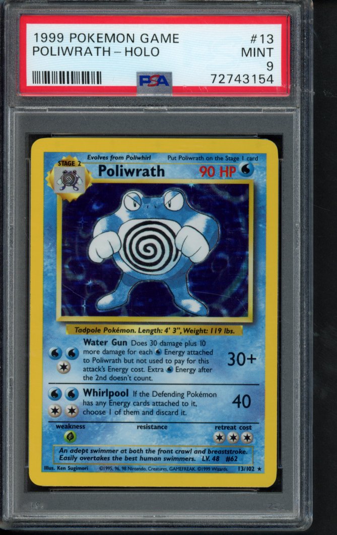 1999 Pokemon Game - Poliwrath Holo 13/102 PSA 9 RookieLegends