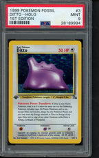 1999 Pokemon Fossil - Ditto Holo - 1 St Edition 3/62 PSA 9 RookieLegends