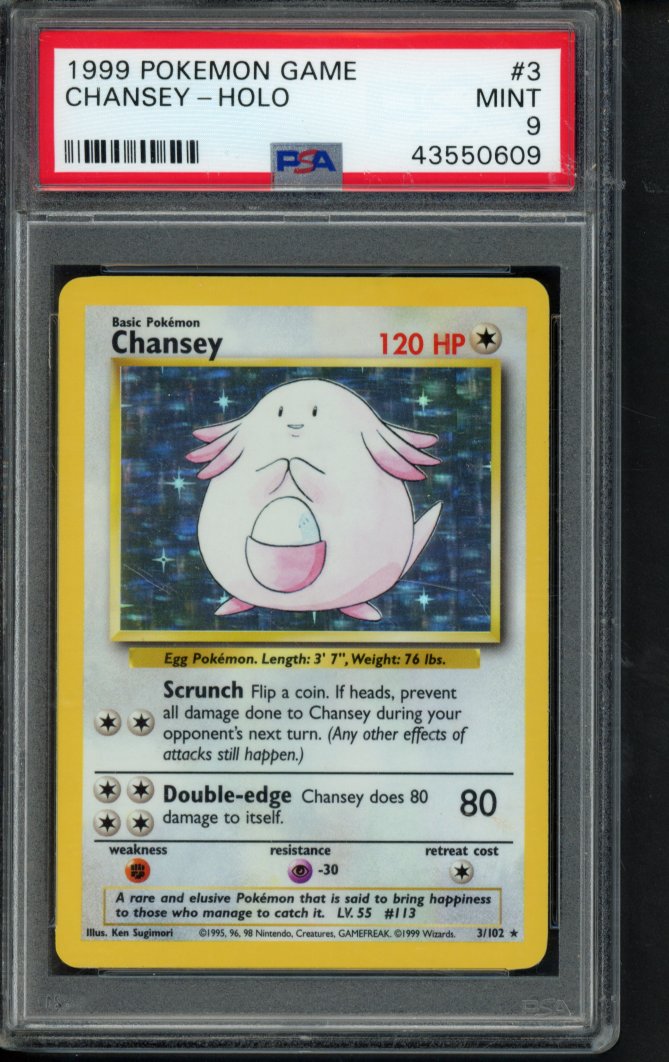 1999 Pokemon Game - Chansey Holo 3/102 PSA 9 RookieLegends