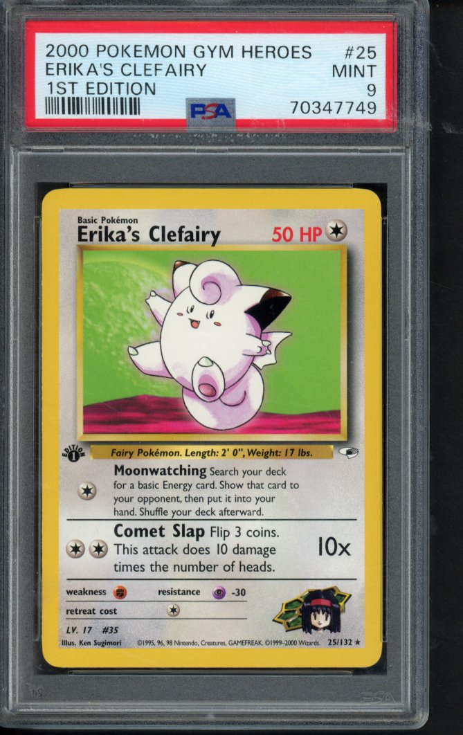 2000 Pokemon Gym Heroes - Erika's Clefairy - 1 St Edition 25/132 PSA 9