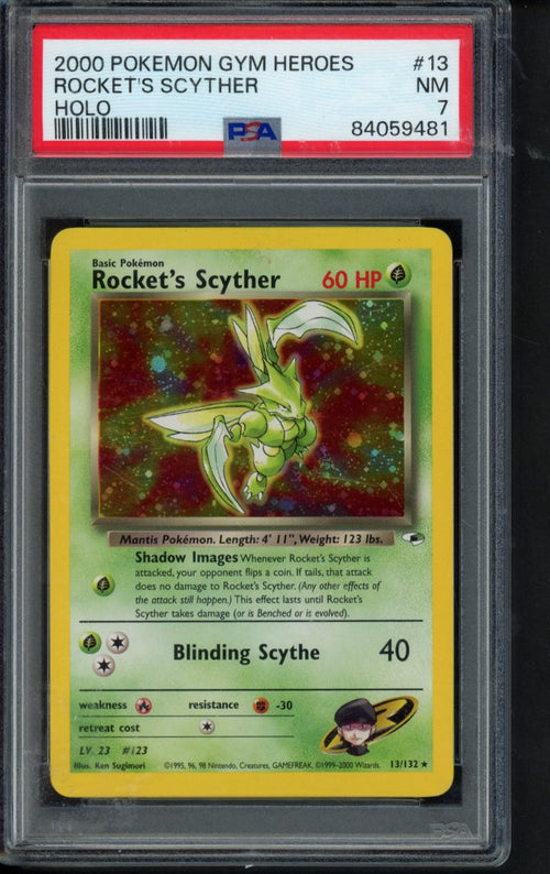 2000 Pokemon Gym Heroes - Rocket's Scyther Holo 13/132 PSA 7 - RookieLegends