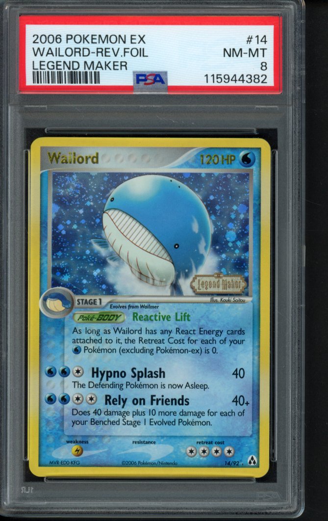 Wailord - Reverse Holo Foil 14/92 PSA 8