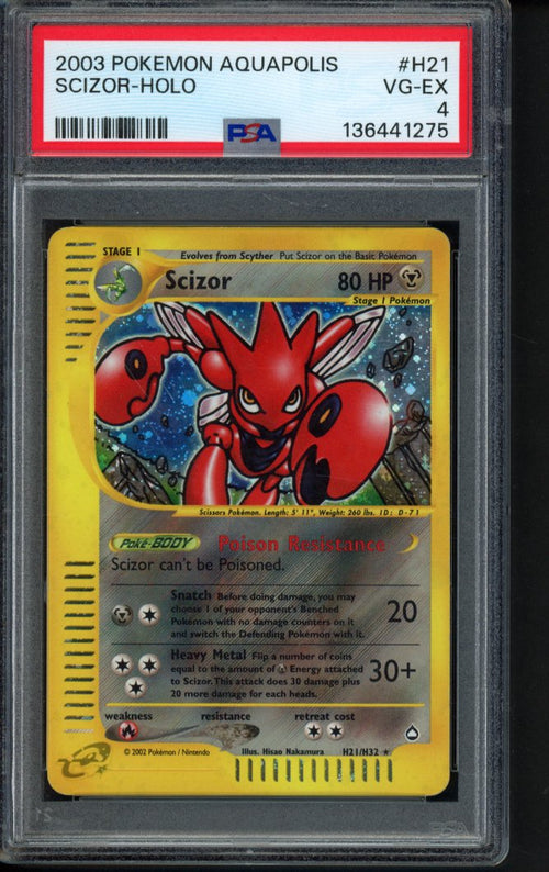 2003 Pokemon Aquapolis - Scizor Holo H21/H32 PSA 4 - RookieLegends
