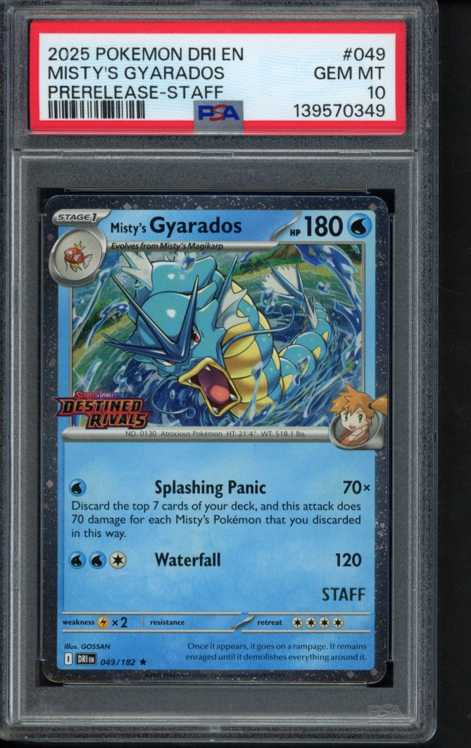 Misty's Gyarados - Prerelease Staff 049/182 PSA 10