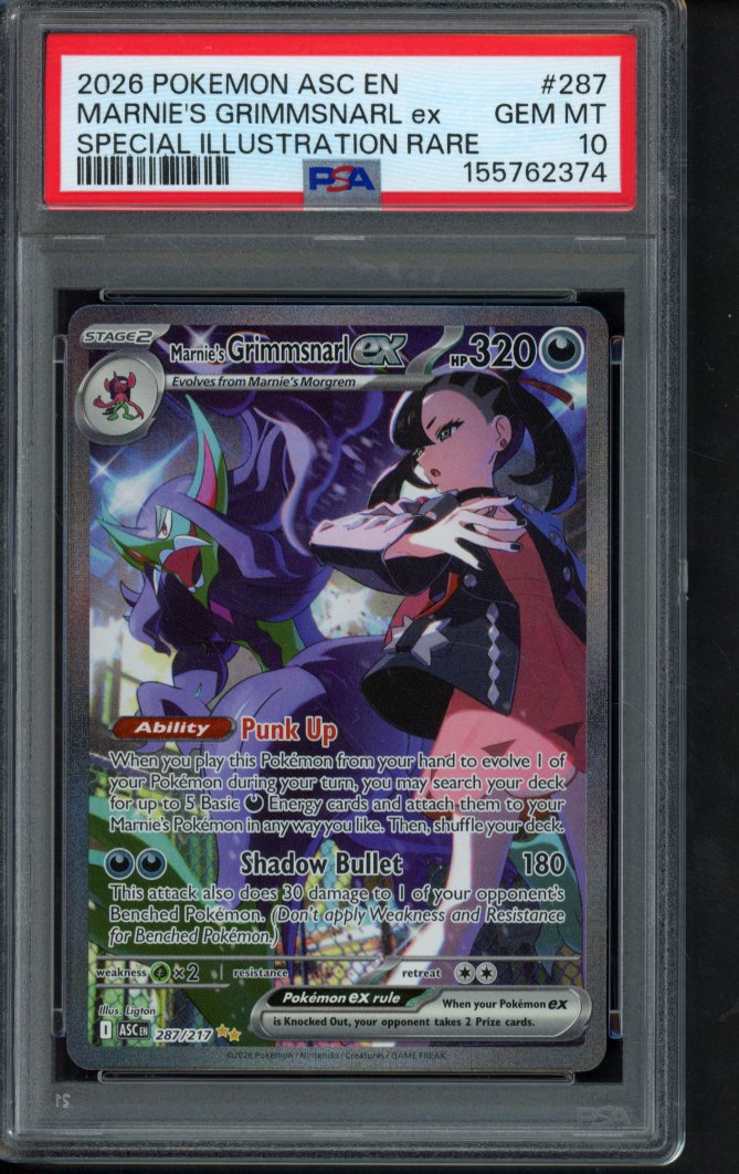 Marnie's Grimmsnarl Ex 287/217 PSA 10 RookieLegends