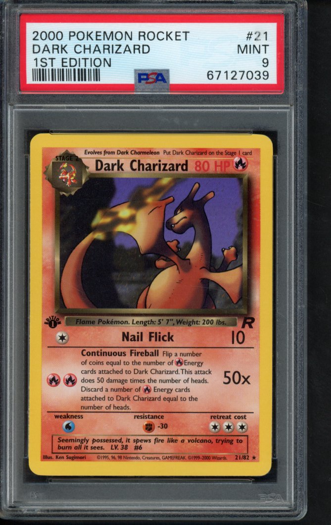 2000 Pokemon Rocket - Dark Charizard 1 St Edition 21/82 PSA 9 RookieLegends