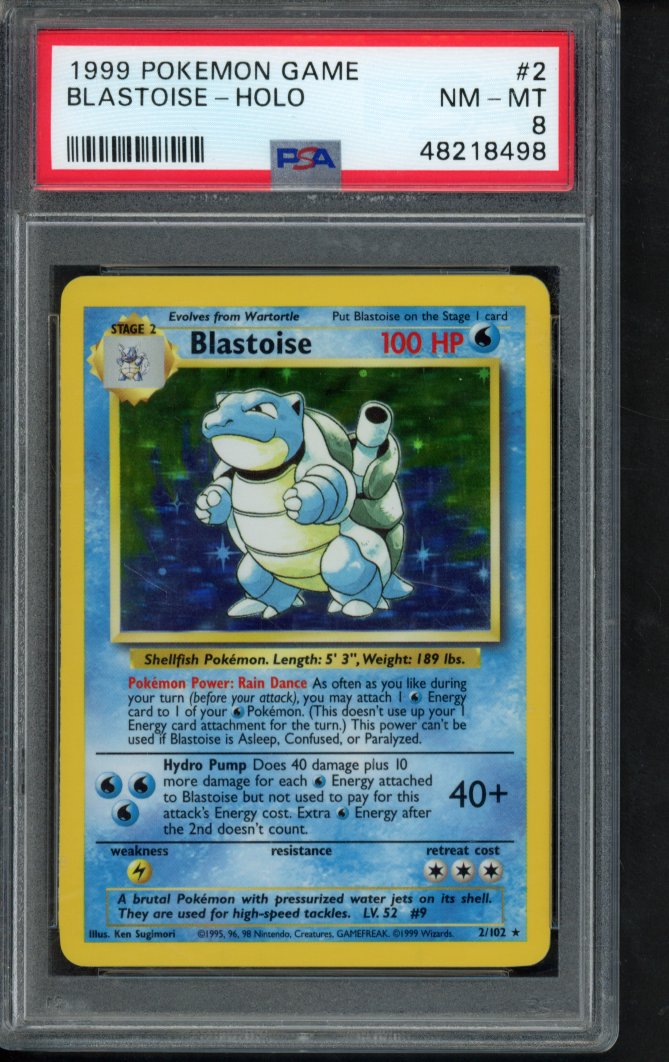 1999 Pokemon Game - Blastoise Holo 2/102 PSA 8