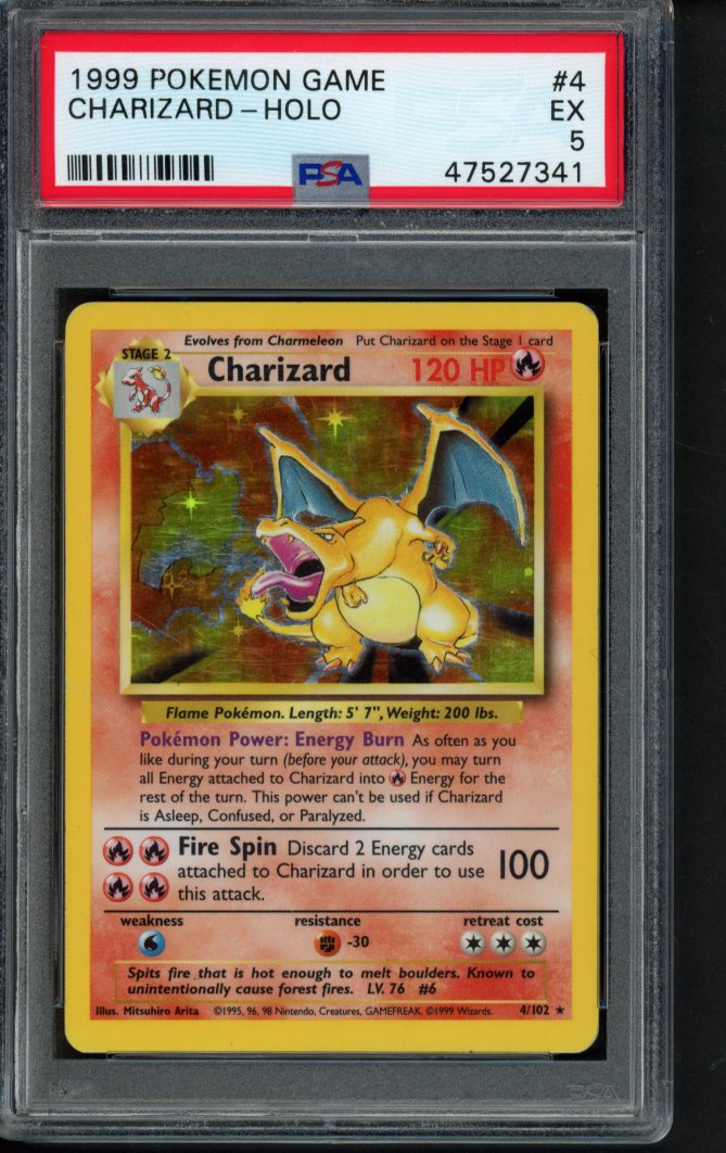 1999 Pokemon Game - Charizard Holo 4/102 PSA 5