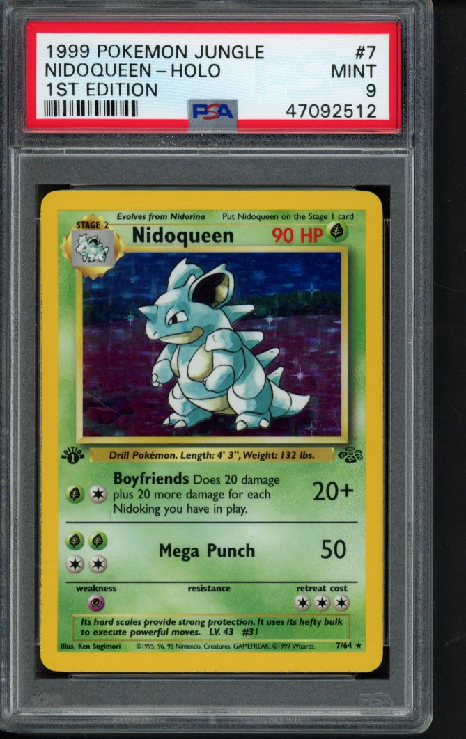 1999 Pokemon Jungle - Nidoqueen Holo - 1 St Edition 7/64 PSA 9