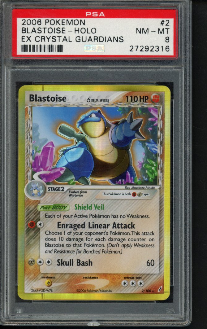 Blastoise Holo - Ex Crystal Guardians 2/100 PSA 8