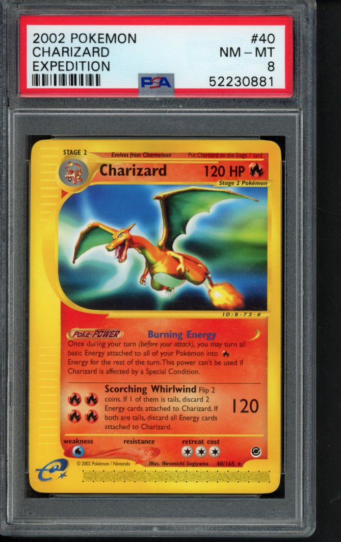 2002 Pokemon - Charizard - Expedition 40/165 PSA 8