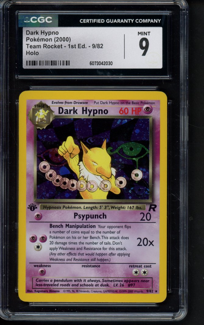 Dark Hypno Holo - Team Rocket - 1 St Edition 9/82 CGC 9
