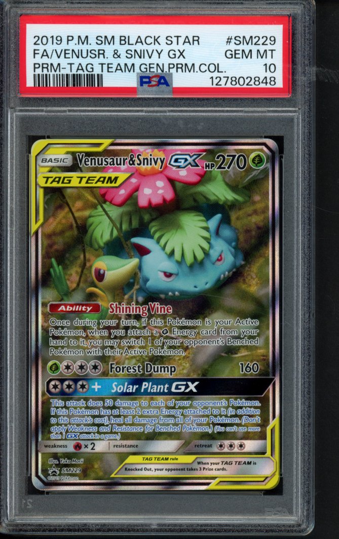 Venusaur & Snivy Gx SM229 PSA 10