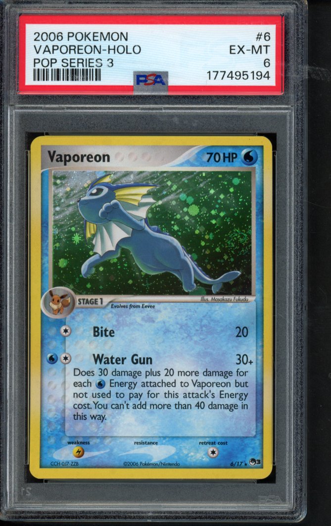 Vaporeon Holo - Pop Series 3 6/17 PSA 6