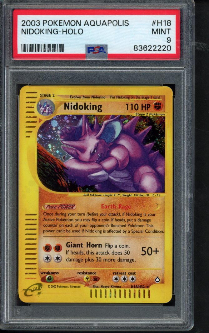 2003 Pokemon Aquapolis - Nidoking Holo H18/H32 PSA 9