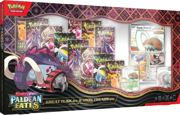 Paldean Fates Great Tusk ex & Iron Treads ex Premium Collection - RookieLegends